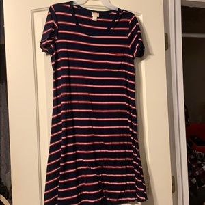 Blue and red striped dress